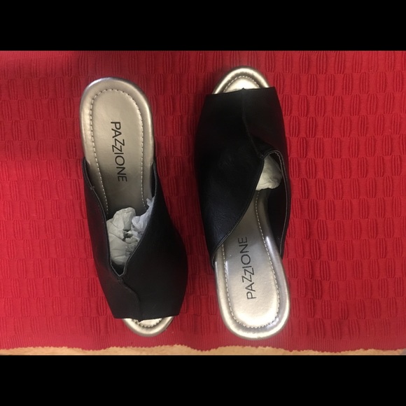 Pazzione black wage heels - Picture 4 of 6